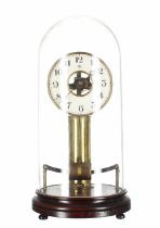 Bulle electric mantel clock, the 5.5" silvered chapter ring with skeletonised centre, under a