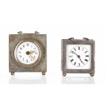 English silver cased carriage clock timepiece, within a square case hallmarked for Birmingham