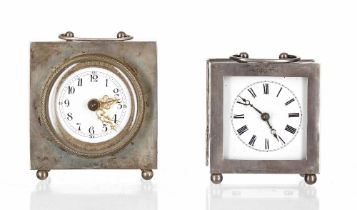 English silver cased carriage clock timepiece, within a square case hallmarked for Birmingham