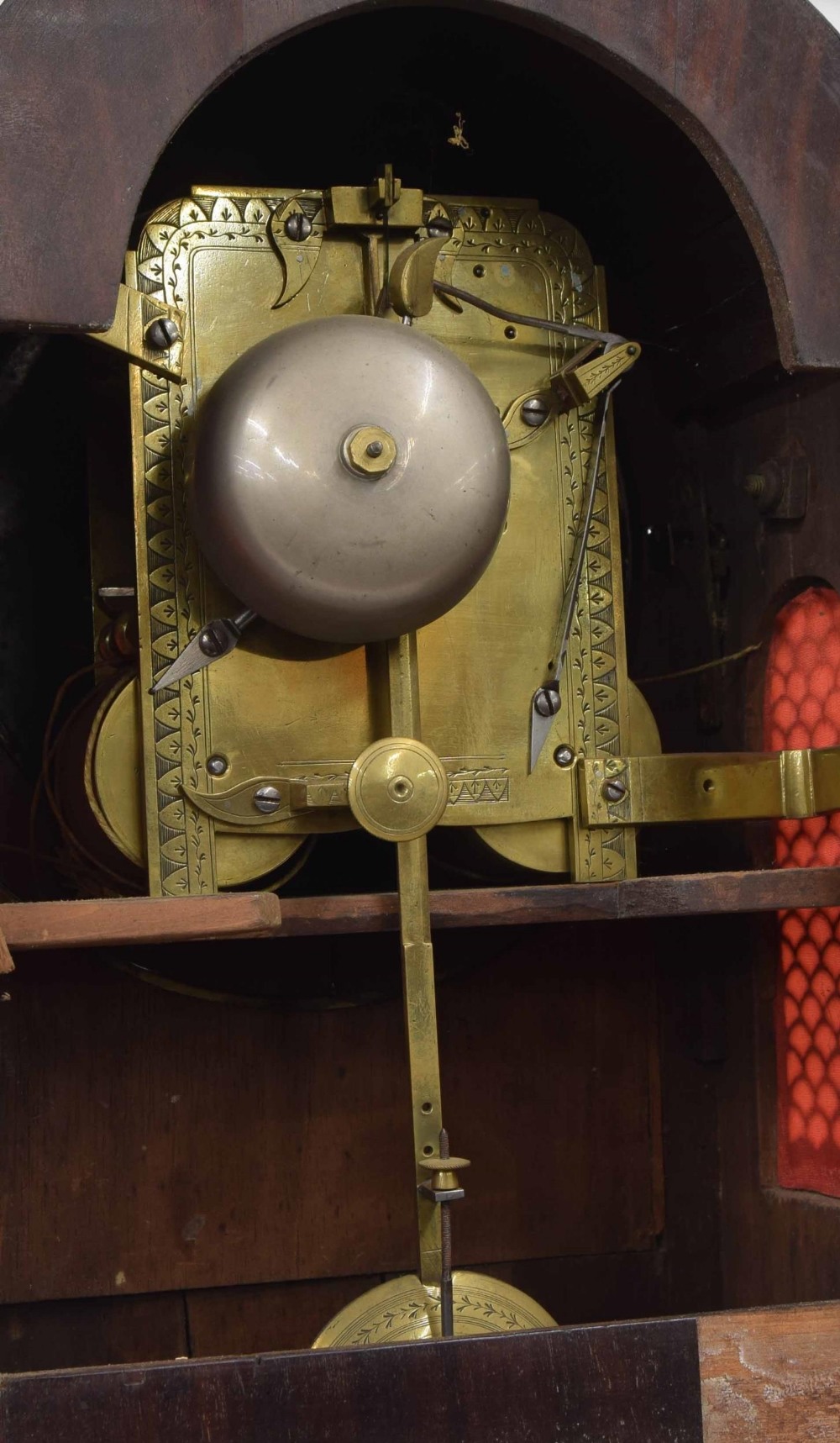 English mahogany double fusee bracket clock, the 8" cream dial signed H. Webber, Ilfracombe, the - Image 2 of 2
