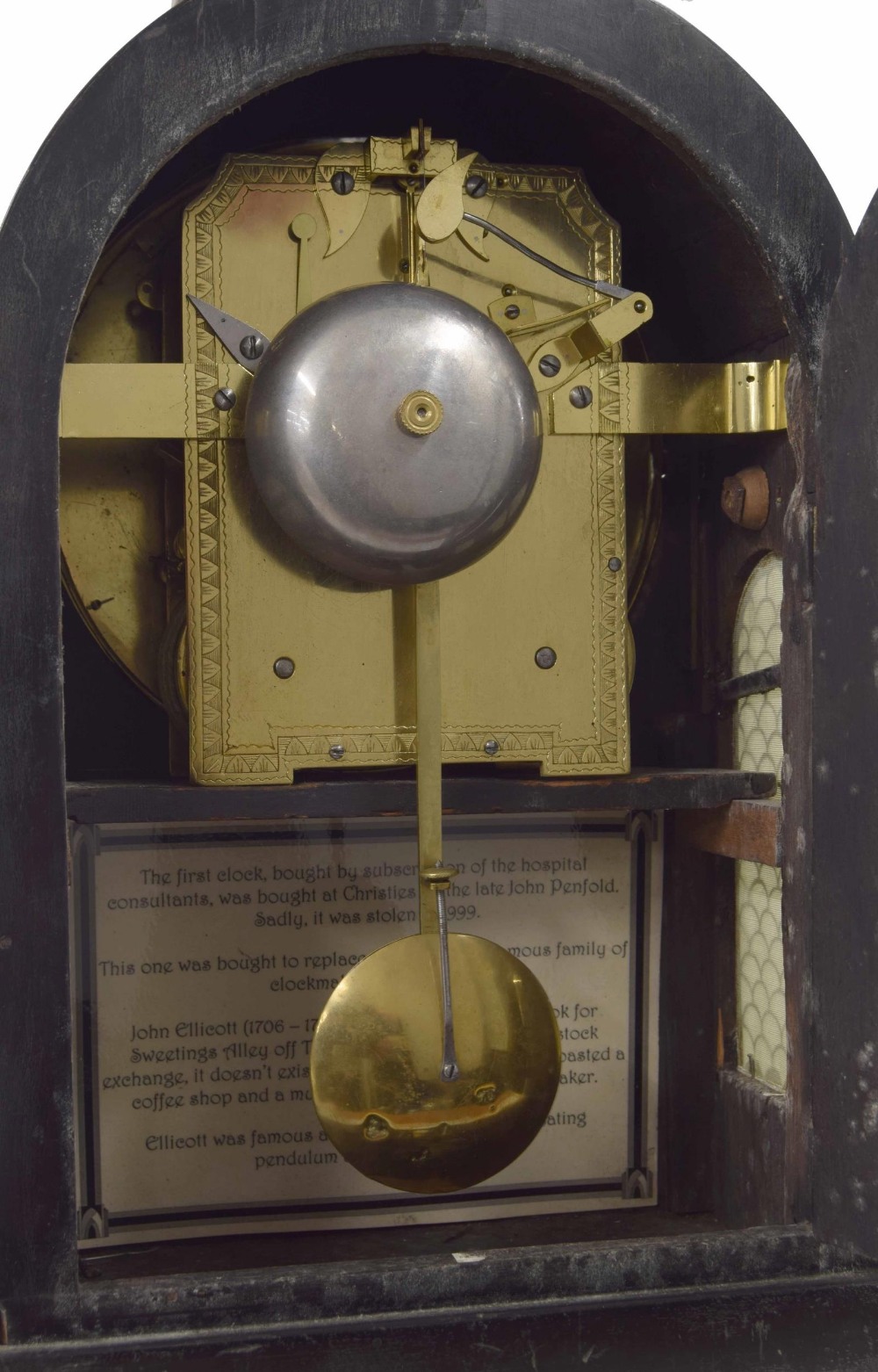 English ebonised double fusee bracket clock with bracket, the 8" convex cream dial signed - Image 3 of 4