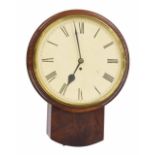 Mahogany single fusee 12" drop dial wall clock, within a turned surround (pendulum)