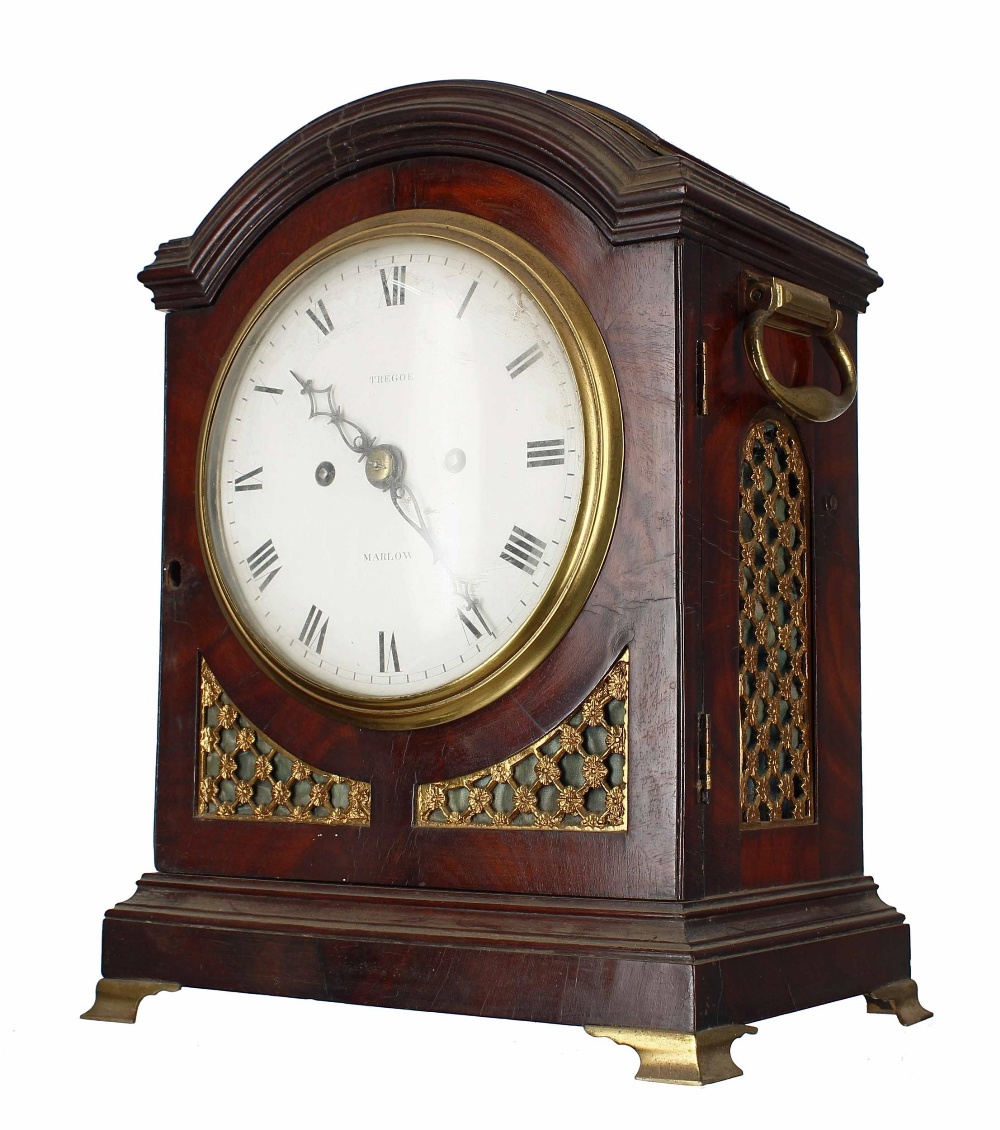 Good English mahogany double fusee verge triple pad top bracket clock, the 7" white dial signed - Image 2 of 3