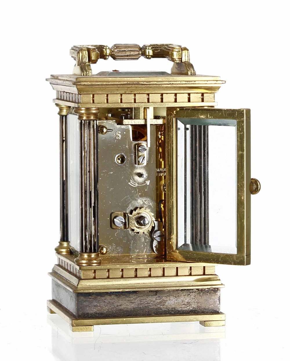 English miniature carriage clock timepiece, the movement back plate stamped Made in England, - Bild 2 aus 2