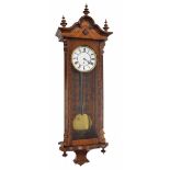 Good Lenzkirch walnut single weight Vienna regulator wall clock, the 7" white dial within a glazed