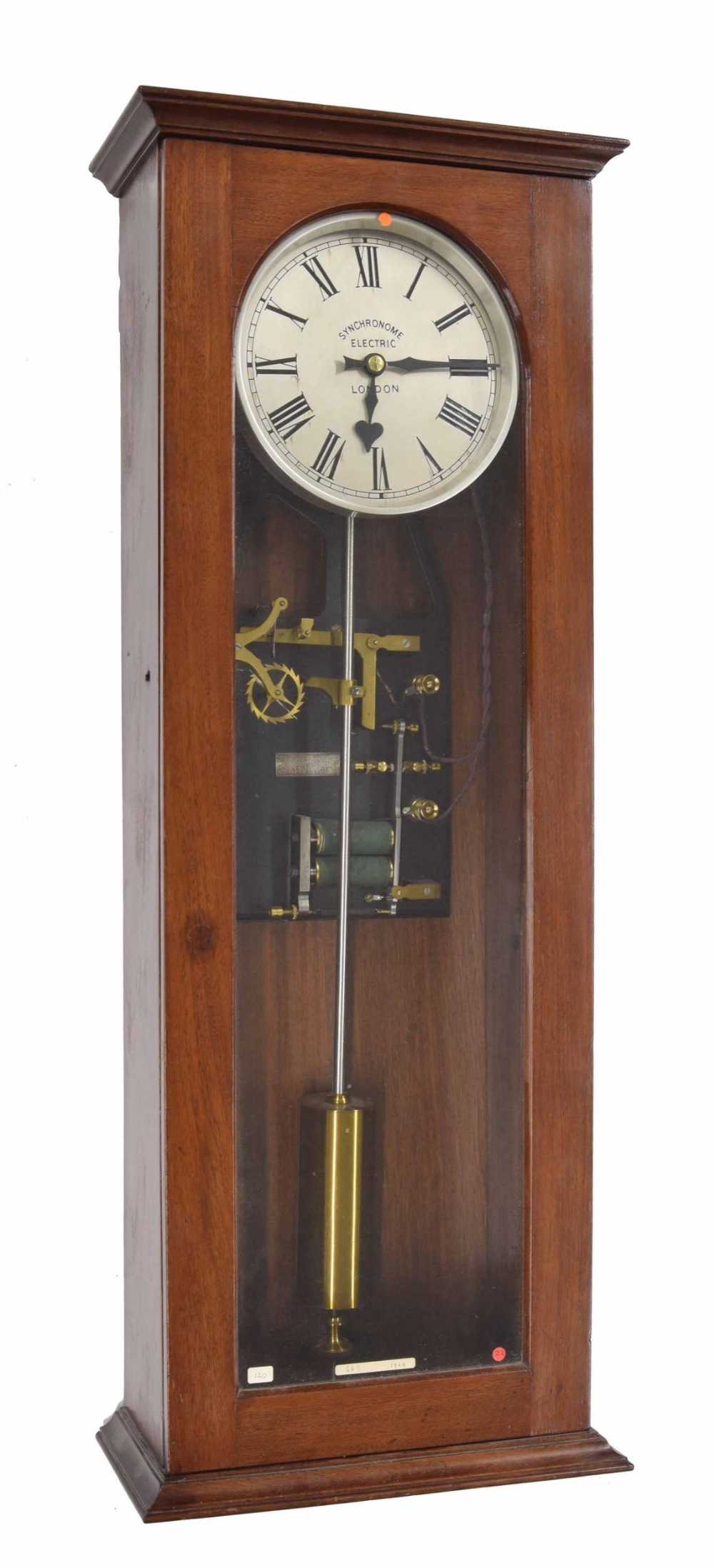 Very rare small Synchronome electric master wall clock circa 1919/1920, 3/4 second with sprung