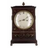 English rosewood double fusee mantel clock, the 6" silvered dial signed Purvis, North Audley St,