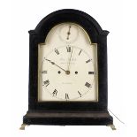 English ebonised double fusee bracket clock, the 8" cream dial signed James McCabe, Royal