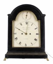 English ebonised double fusee bracket clock, the 8" cream dial signed James McCabe, Royal