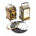 Two clocks in need of extensive restoration; French repeater carriage clock signed Lerory & Fi