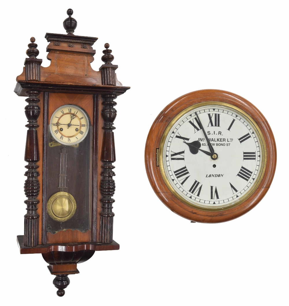 Walnut single fusee 12" wall dial clock inscribed S.I.R., JNO. Walker Ltd, 63 New Bond St, London,