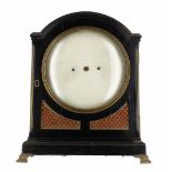 English ebonised double fusee bracket clock striking on a bell (missing), with locking pendulum, the