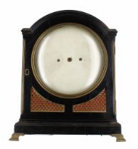 English ebonised double fusee bracket clock striking on a bell (missing), with locking pendulum, the