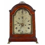 English mahogany double fusee bracket clock with alarm, the 8" brass arched dial signed Still, Old &