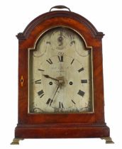 English mahogany double fusee bracket clock with alarm, the 8" brass arched dial signed Still, Old &