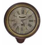 Small mahogany single fusee verge wall dial clock, the 7" silvered dial signed Graham, London with