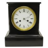 Good French black marble two train mantel clock, the S. Marti movement of three week duration,