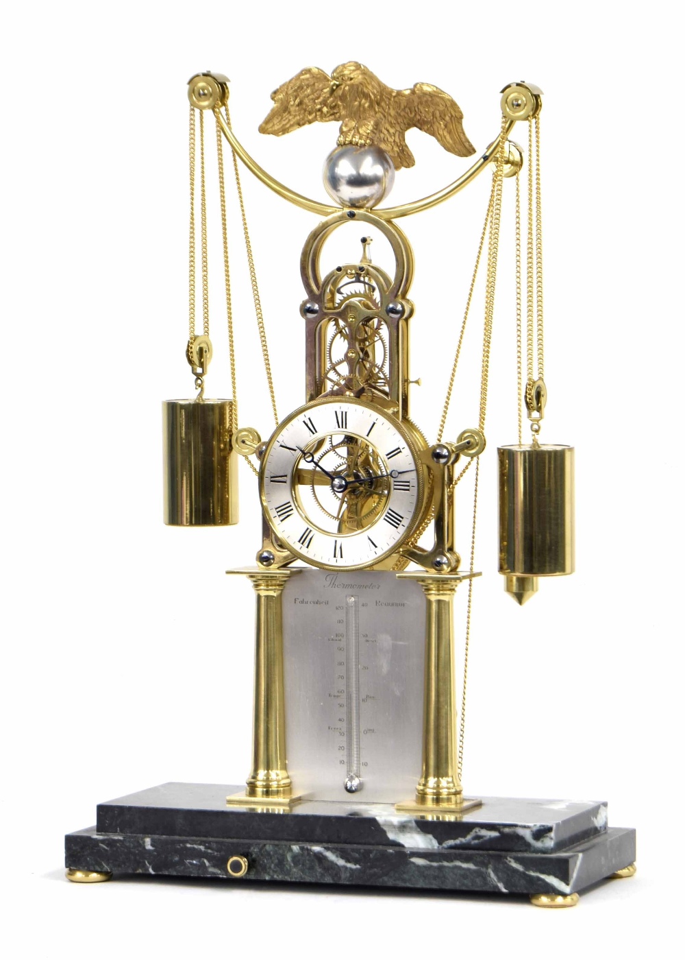 Unusual contemporary clock by and signed F.H. Whitlock, the 4" silvered chapter ring enclosing a - Bild 2 aus 2