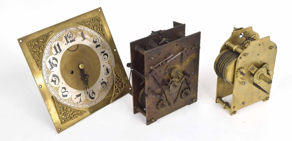 Double fusee clock movement signed on the back plate Adams, 30 Lombard St, London, 7" high; also a