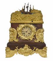 French marine inspired two train automaton table clock, the Henry Marc movement with outside