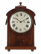 English mahogany double fusee bracket clock, the 8" cream dial signed J.W. Hancock, Yeovil, within a