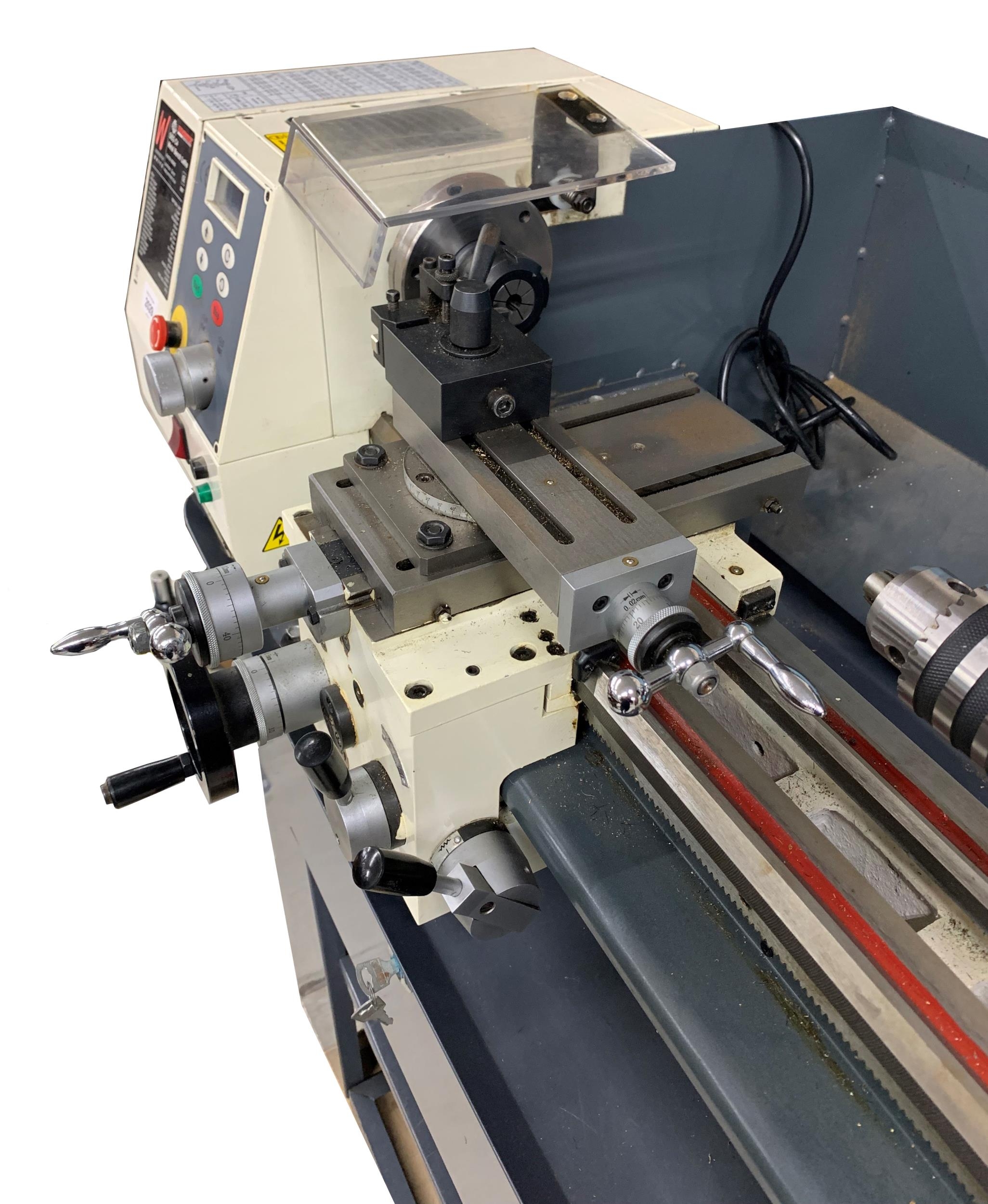 Axminster Sieg C4 metal bench lathe (part no: 600856), upon a bespoke stand fitted with a long draw - Image 4 of 4