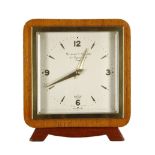Small mahogany mantel clock, the 3.5" square silvered dial inscribed 'Garrard & Co Ltd. 112 Regent