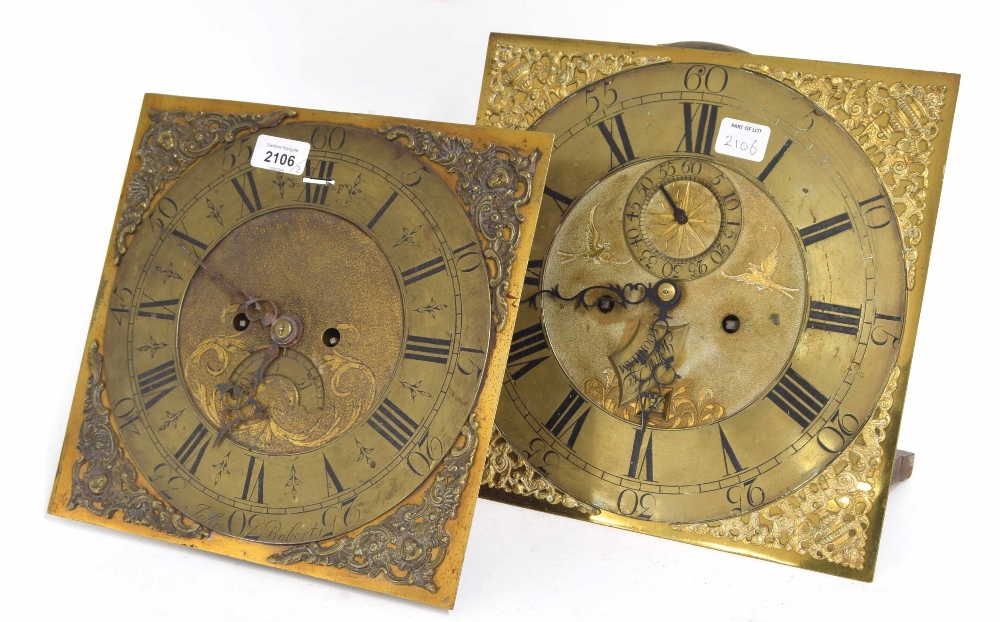 Double fusee clock movement with platform escapement, with associated 11.25" longcase clock dial