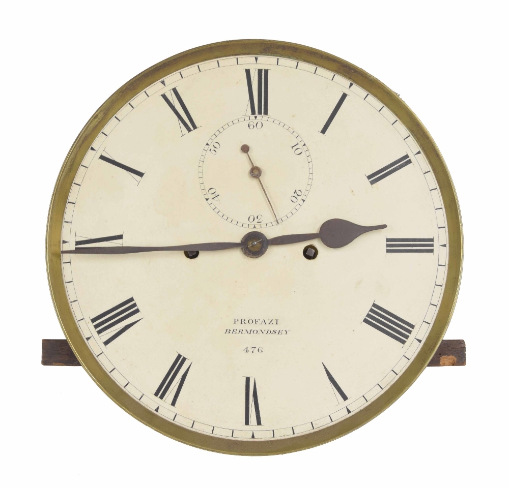 English mahogany eight day domestic regulator, the 11.5" white dial signed Profazi, Bermondsey, - Image 3 of 4
