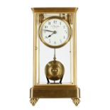 Good French electric four glass mantel clock, the 5" white dial signed L. Bardon, Bte.S.G.D.G.,