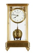 Good French electric four glass mantel clock, the 5" white dial signed L. Bardon, Bte.S.G.D.G.,