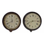 Early English mahogany single fusee verge 13" wall dial clock, within a turned surround (