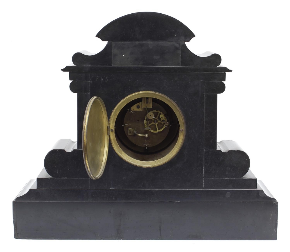 French black slate and pink coloured marble two train mantel clock, the S. Marti movement striking - Bild 3 aus 3