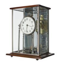 London Stereoscopic Eveready Herbert Scott electric four glass mantel clock with mirrored back,