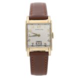 Hamilton 14k gold filled mid-size gentleman's wristwatch, square silvered dial, case no. K025863,