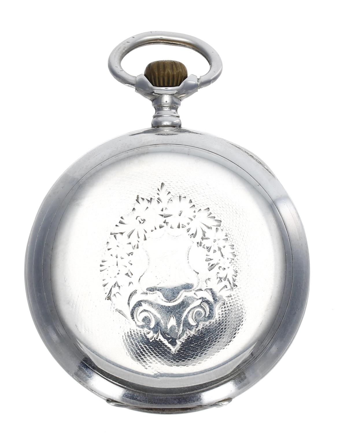 Omega - silver (0.800) lever pocket watch, signed movement, signed hinged cuvette, signed Arabic - Image 4 of 4