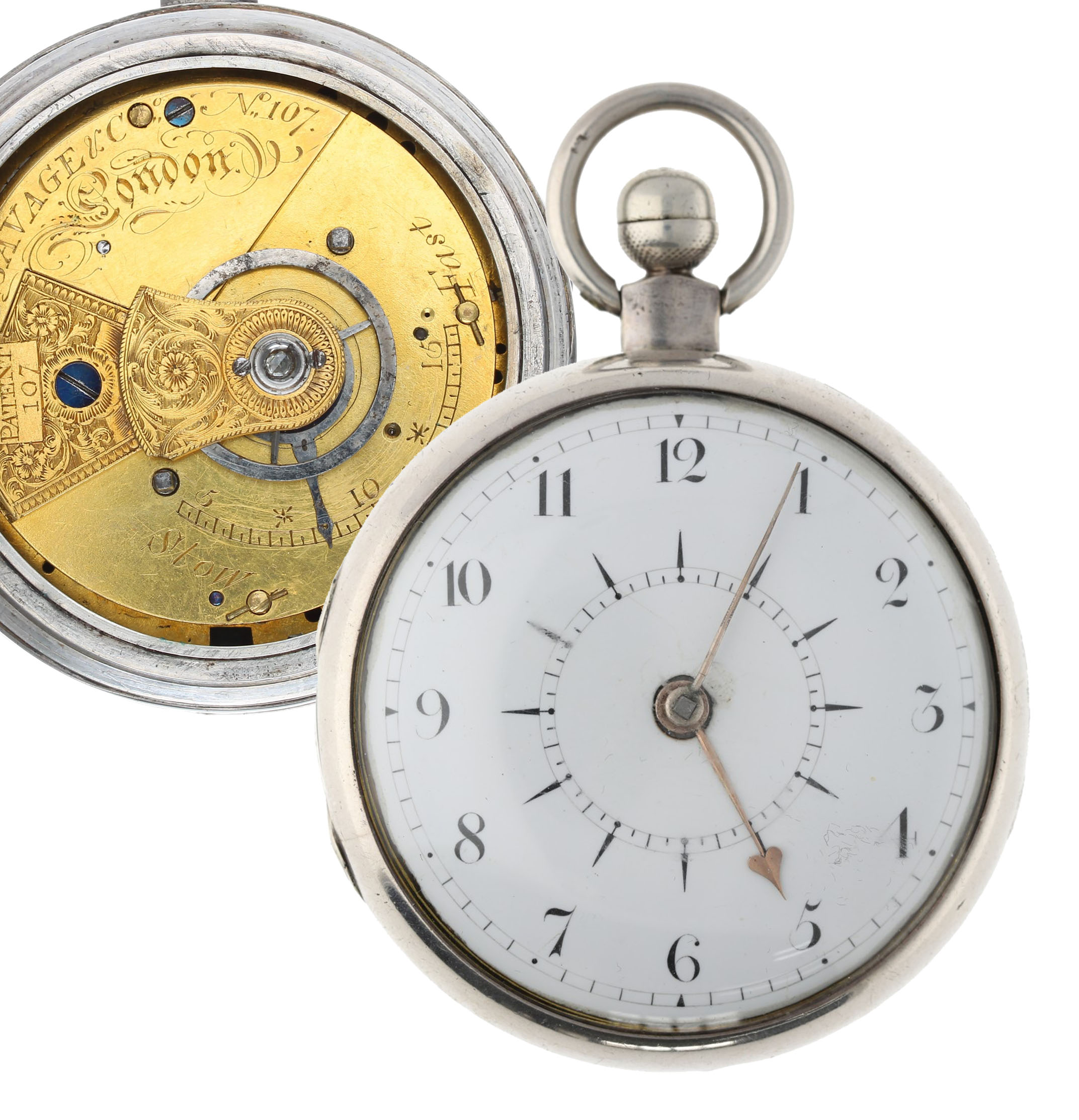 Savage & Co., London - 19th century verge pocket watch with alarm, the fusee movement signed