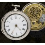 Henry Hurt, London - George III century English silver pair cased verge pocket watch, London 1778,