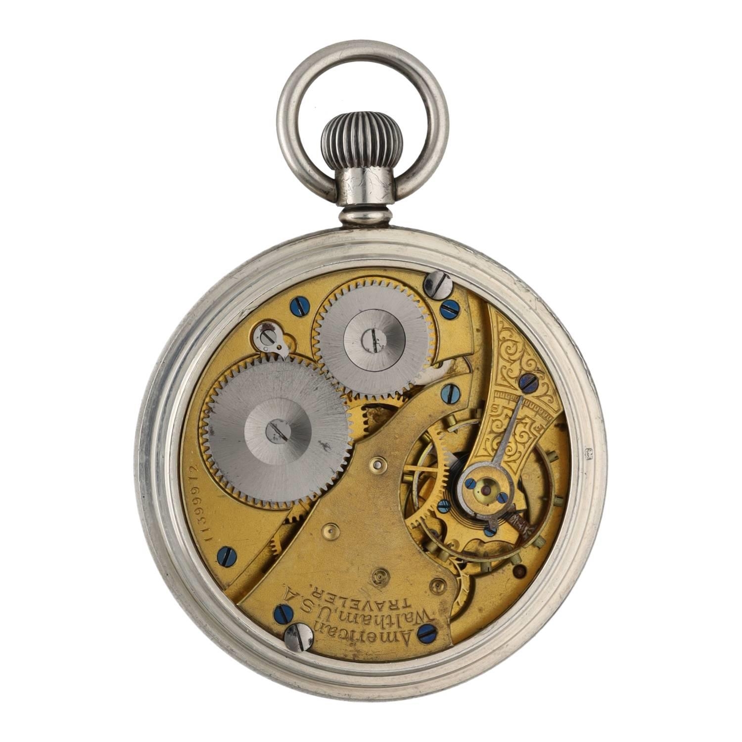 American Waltham 'Traveler' silver lever pocket watch, circa 1902, serial no. 11399972, signed - Image 2 of 3