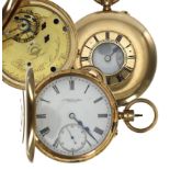 Russells Limited - Edwardian 18ct half hunter lever pocket watch, London 1905, the three quarter