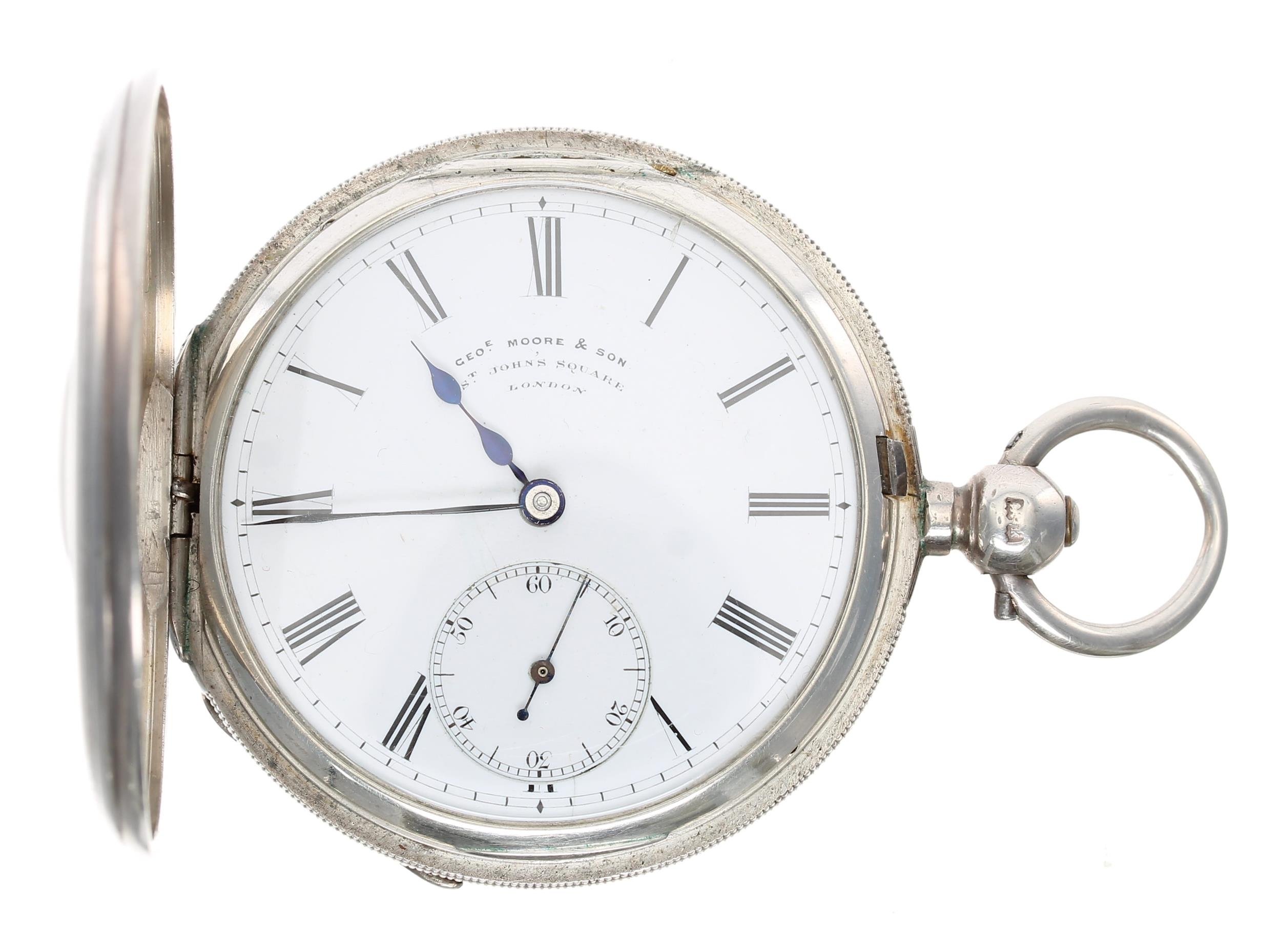 Geo’e Moore, Clerkenwell - early 20th century silver fusee lever half hunter pocket watch, London - Bild 2 aus 5