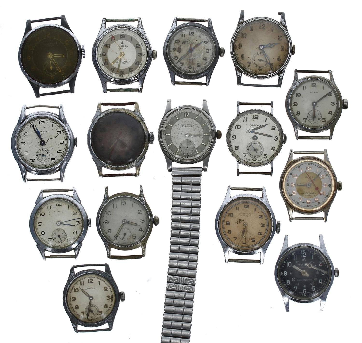 Quantity of gentleman's wristwatches principally for repair to include The Hatton, Semos, Rodania,