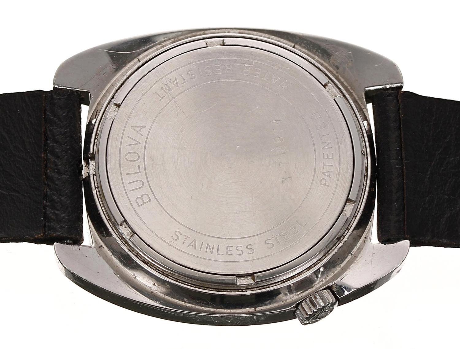 Bulova Accuquartz stainless steel gentleman's wristwatch, case no. 3-758xxx, circular blue dial with - Bild 3 aus 3