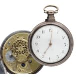 W. Brown, London - George IV silver pair cased verge pocket watch, London 1821, signed fusee