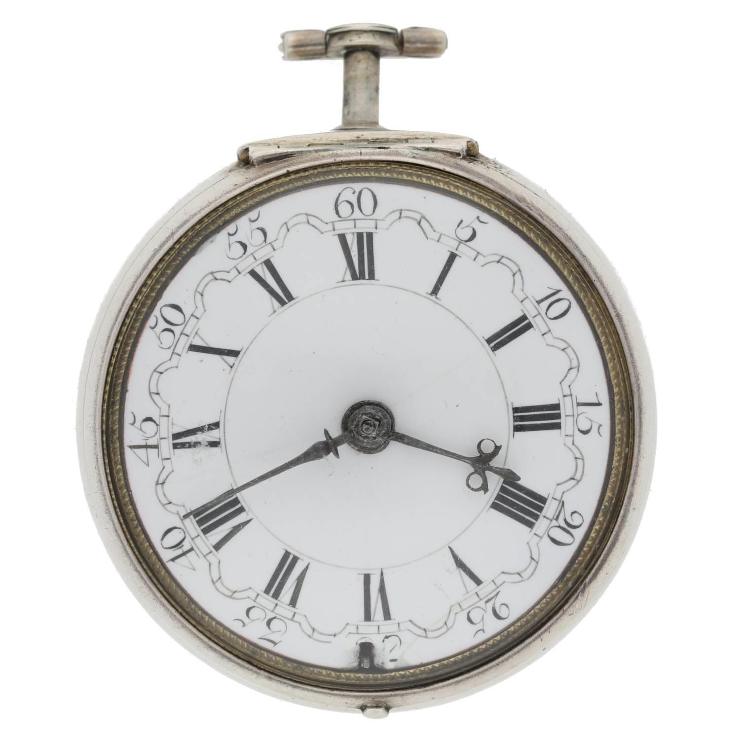 Samuel Weldon, London - English 18th century silver pair cased verge pocket watch, signed fusee - Image 3 of 11