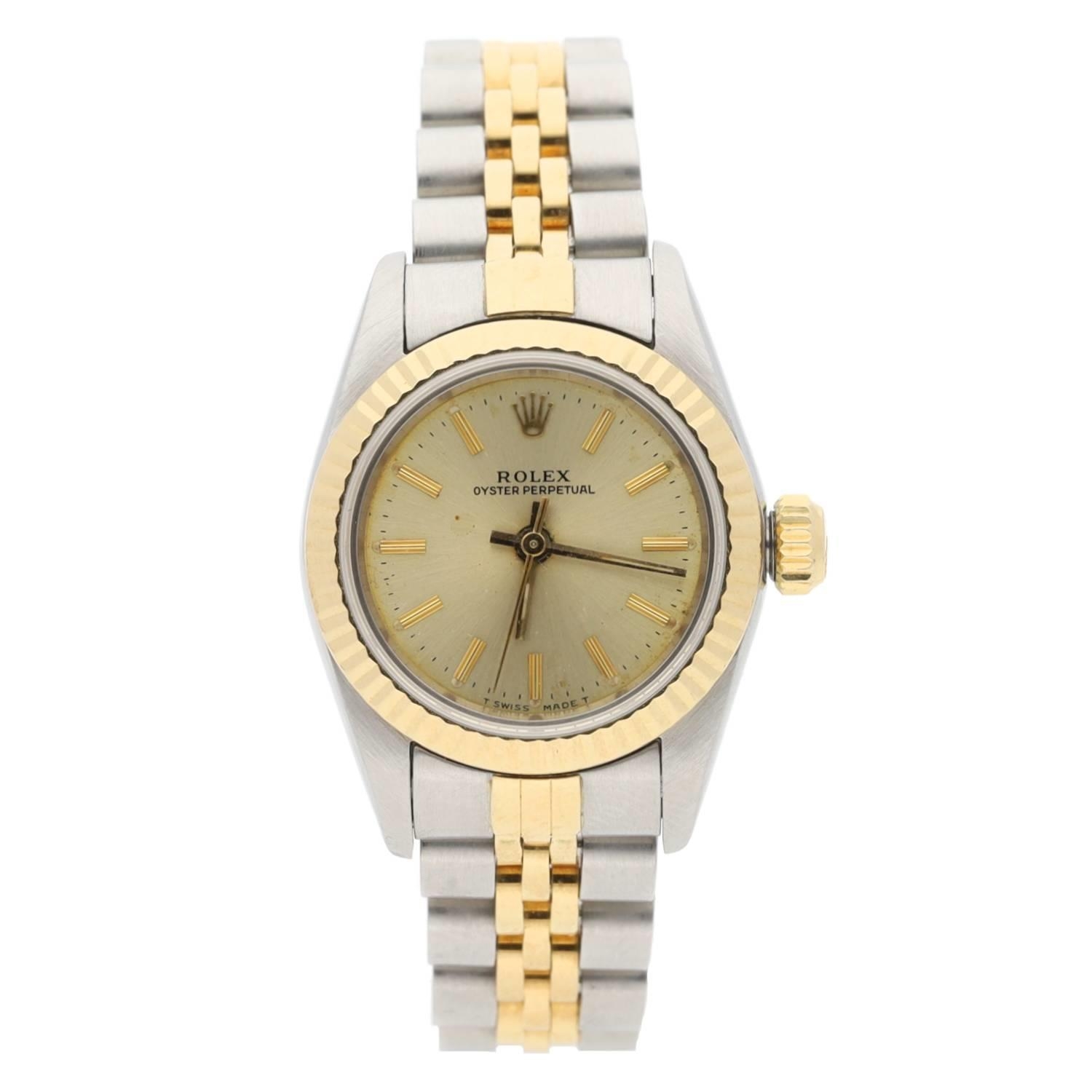 Rolex Oyster Perpetual gold and stainless steel lady's wristwatch, reference no. 67193, serial no.