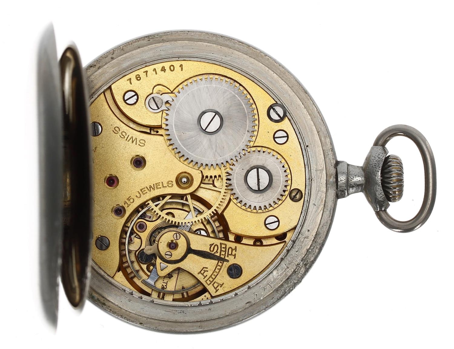 Omega - nickel cased lever pocket watch, case no. 6905179, serial no. 7671xxx, circa 1930's, - Bild 3 aus 4