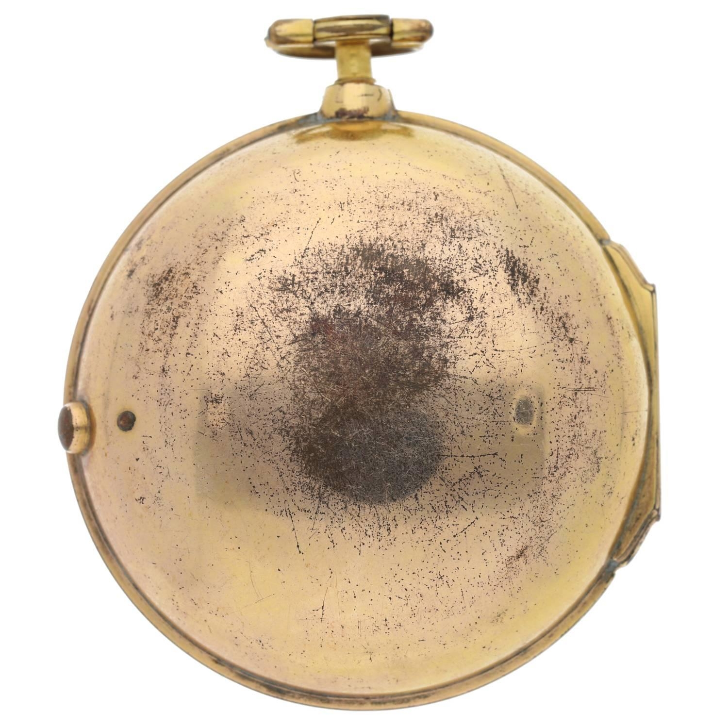 Symons, London - late 17th century English gold and gilt pair cased verge pocket watch, signed - Image 10 of 11