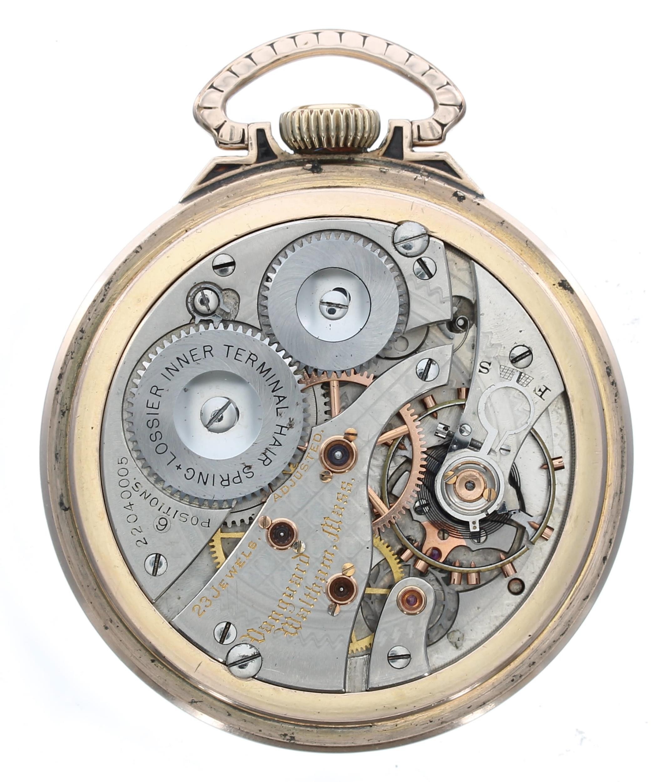 American Waltham 'Vanguard' 10k gold filled pocket watch with 'up/down' power reserve indicator, - Image 3 of 4
