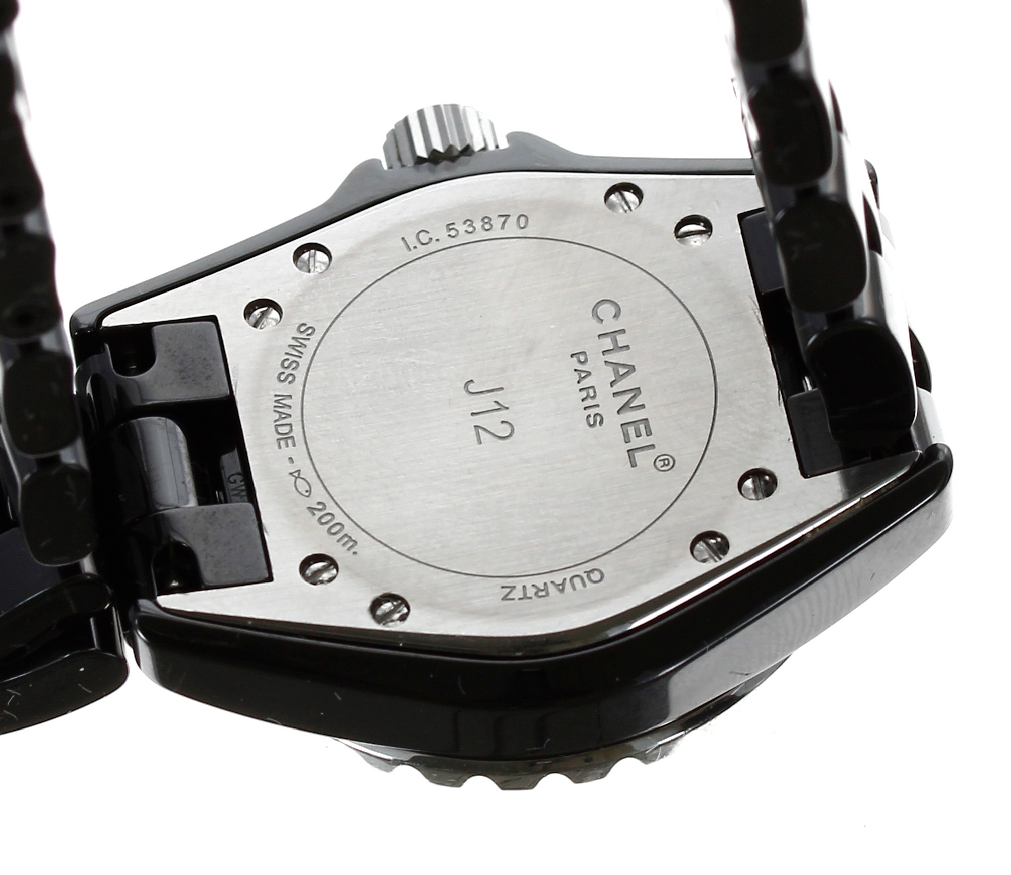 Chanel J12 black ceramic and stainless steel lady's wristwatch, reference no. H1625, serial no. I. - Bild 3 aus 3